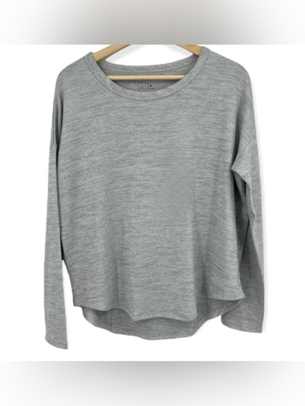 Gray Long Sleeve T-Shirt TIME & TRU Women's Size Small Solid Crew Neck